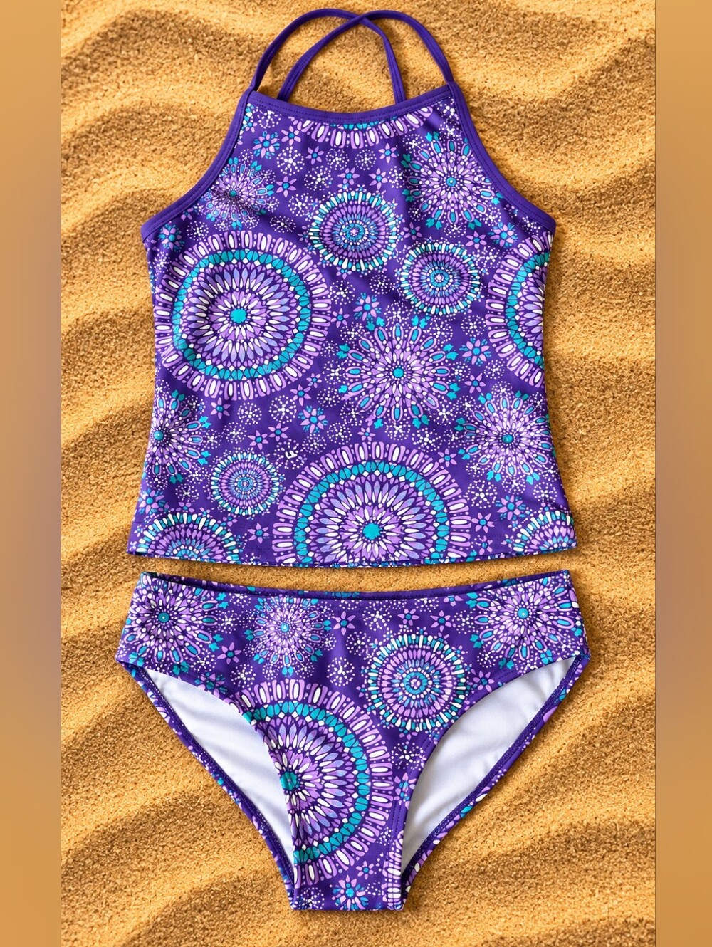 Kanu Surf Melanie Girls Size 10 Purple Tankini Swimsuit 2 Piece NWT